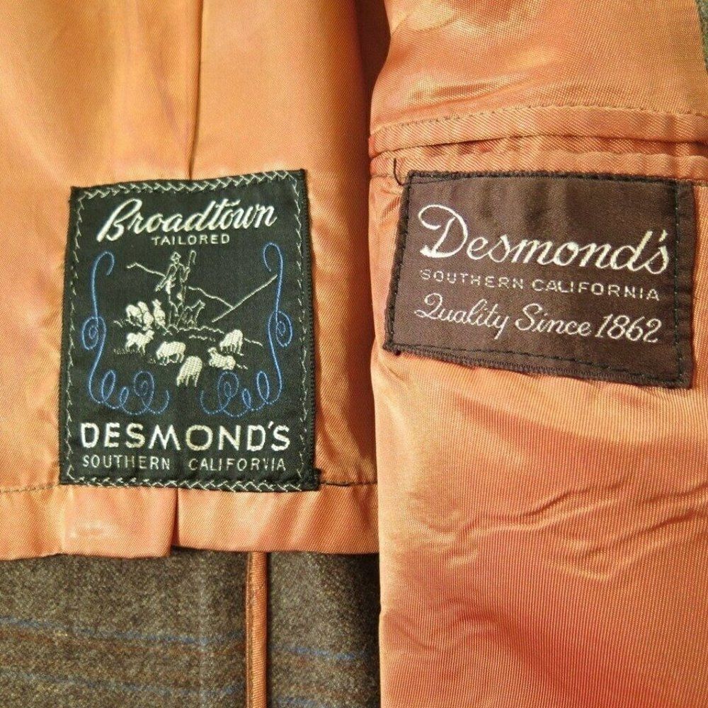 Vintage 50s Desmonds Wool Overcoat M Brown Buttons - Picture 9 of 10